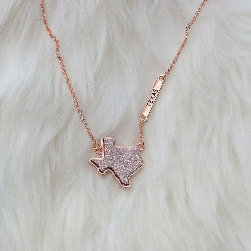 Rose gold druzy Texas necklace